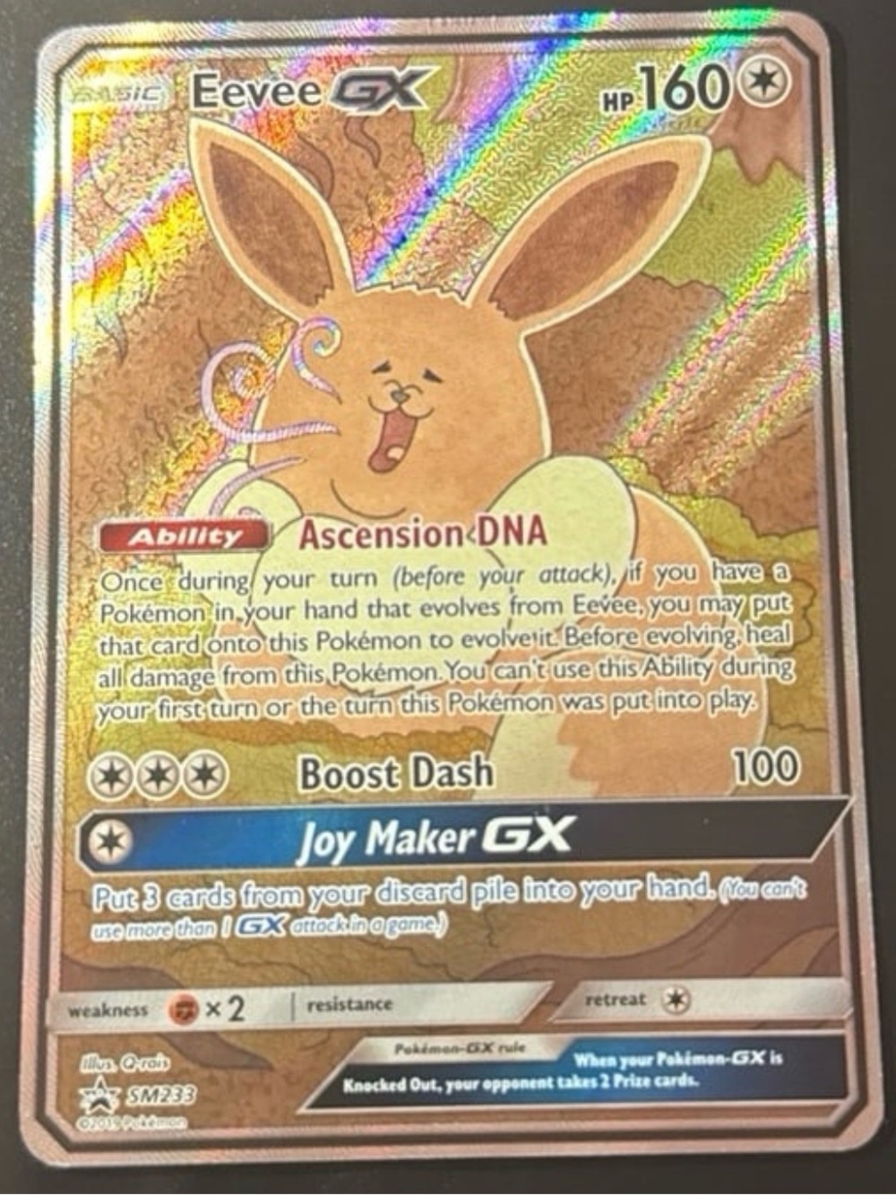 Eevee GX SM233 Black Star Promo 2019 released Full Art HoloFoil Rare MP TCG